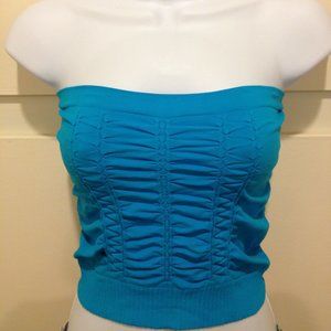 Blue Ruched Tube Top XS